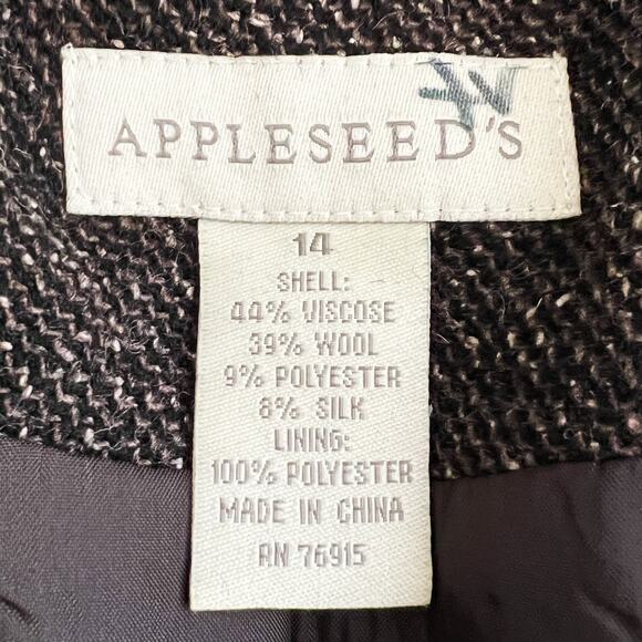 Vintage Appleseeds Wool Tweed Blazer Womens 14 Chocolate Brown Work Office - Picture 5 of 6